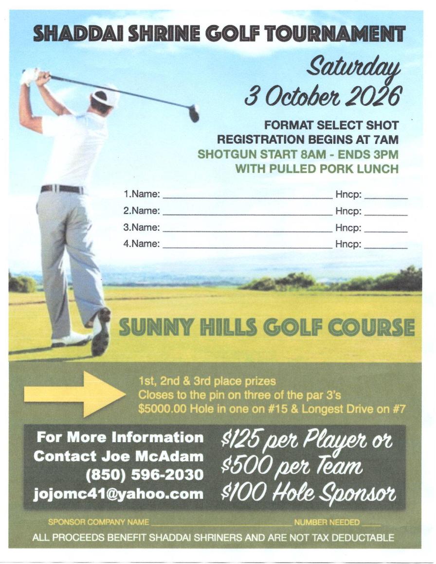 Shaddai Shriners Golf Tournament